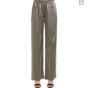 JONATHAN SIMKHAI Satin Crepe Green Track Pants NEW